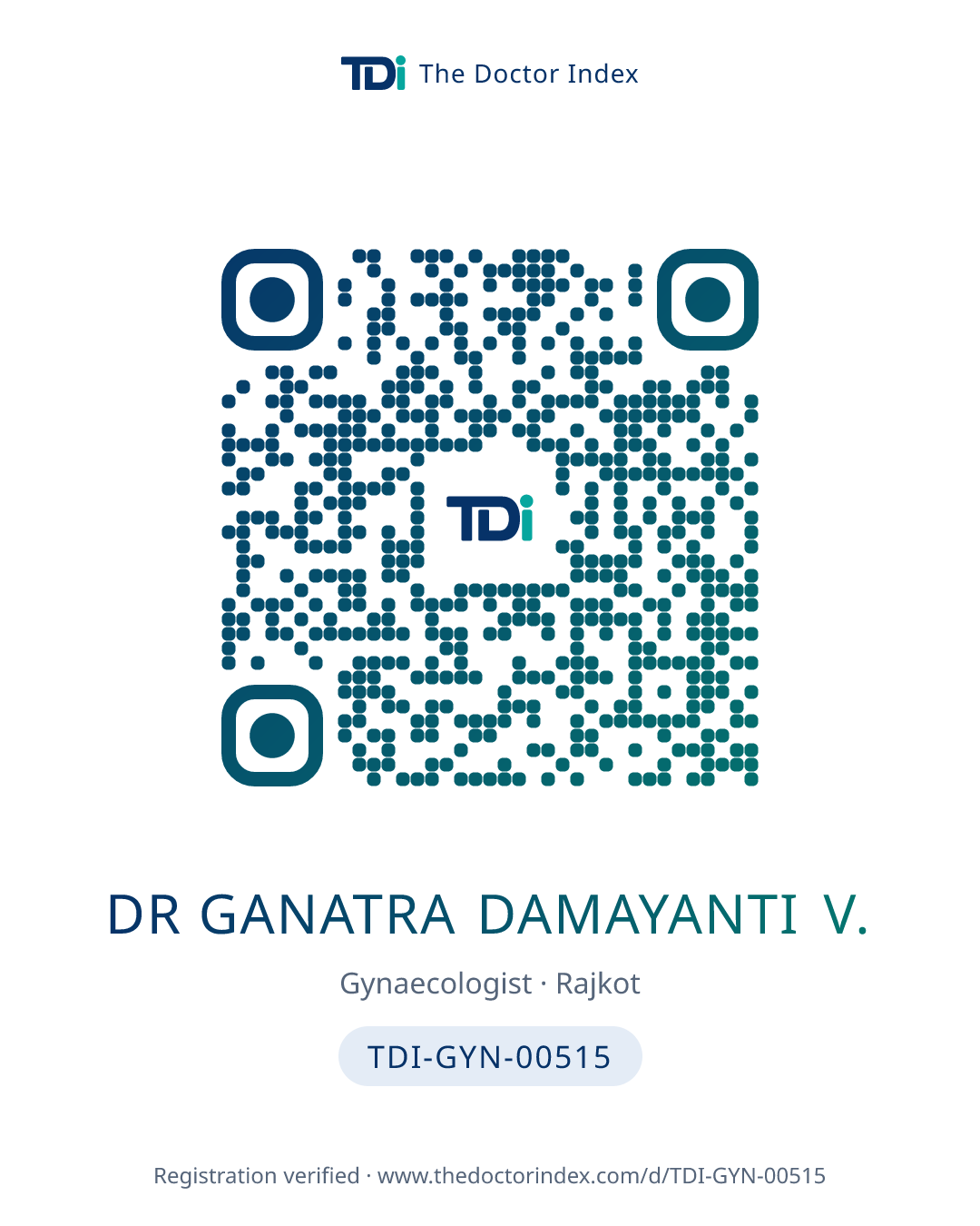 QR card for Dr Ganatra Damayanti V., TDI-GYN-00515