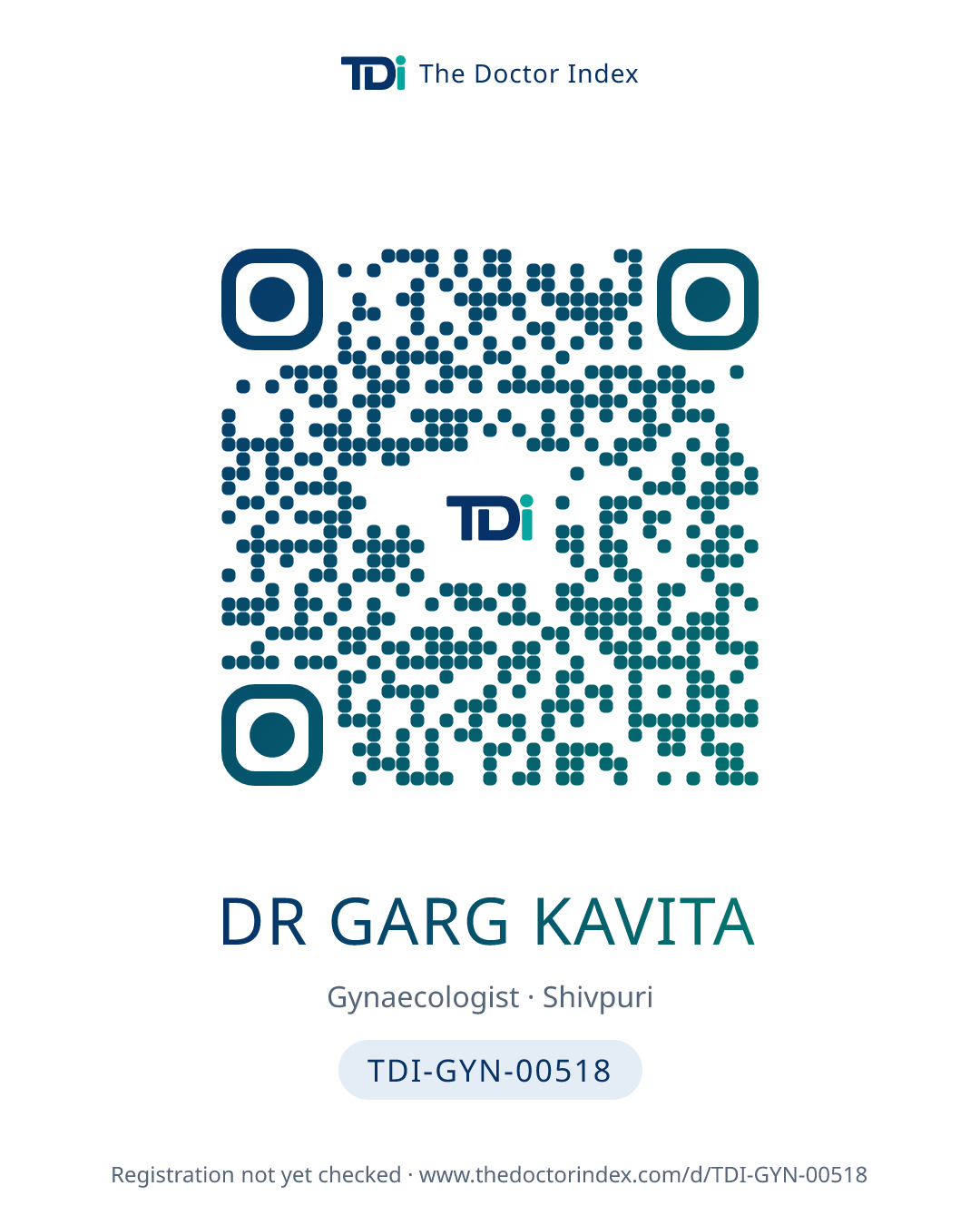 QR card for Dr Garg Kavita, TDI-GYN-00518