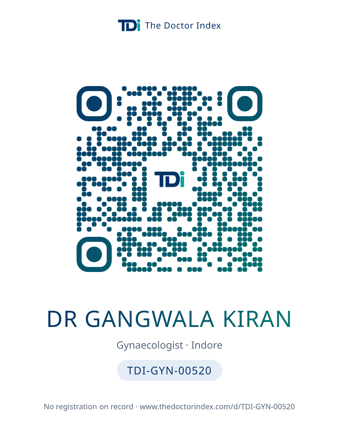 QR card for Dr Gangwala Kiran, TDI-GYN-00520