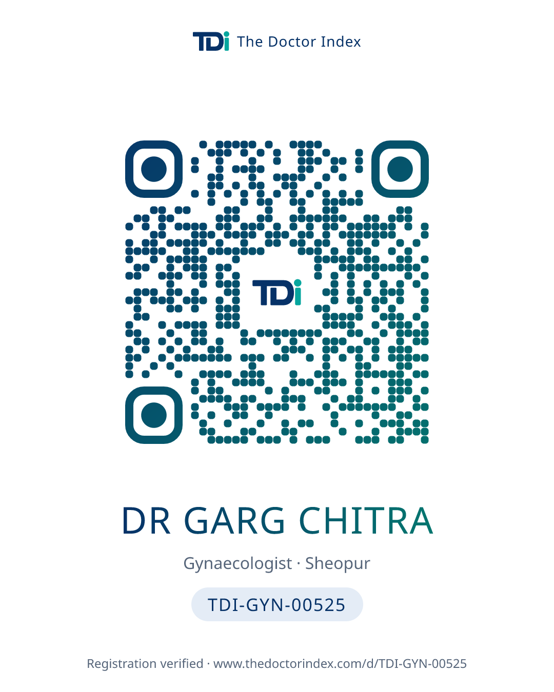 QR card for Dr Garg Chitra, TDI-GYN-00525