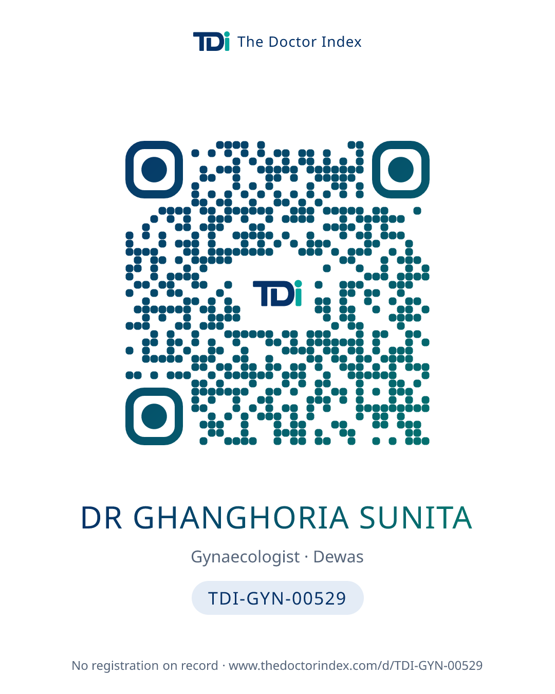 QR card for Dr Ghanghoria Sunita, TDI-GYN-00529