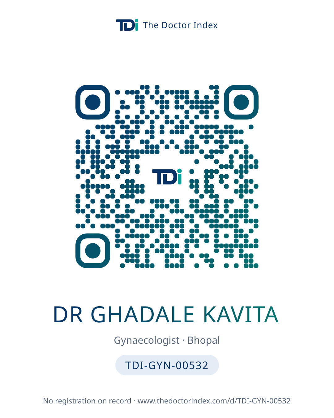 QR card for Dr Ghadale Kavita, TDI-GYN-00532