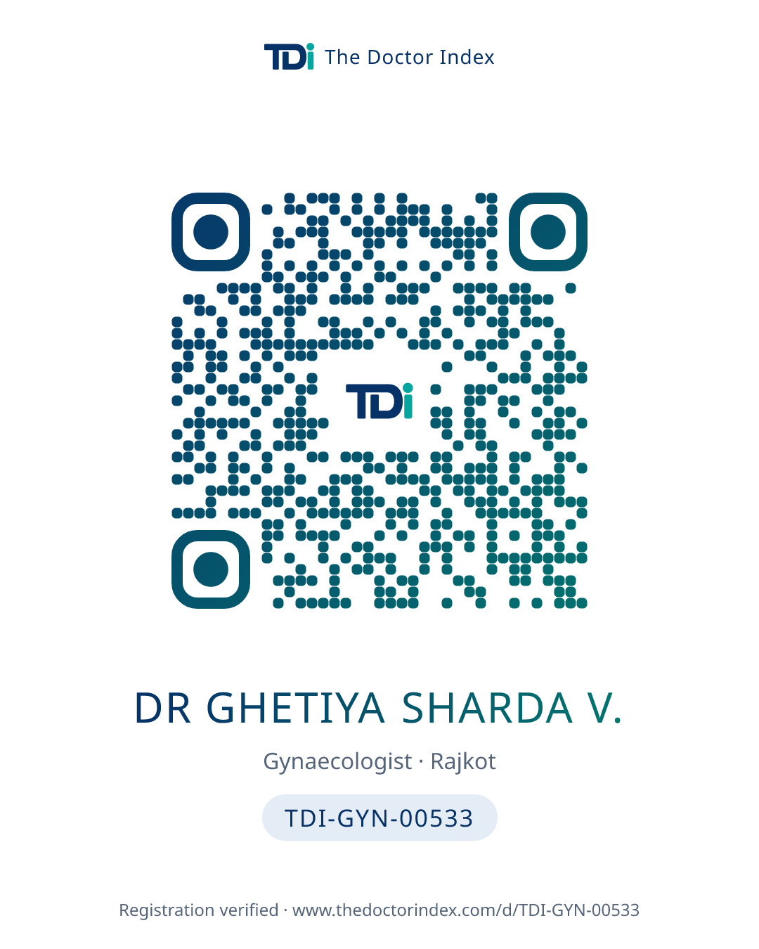 QR card for Dr Ghetiya Sharda V., TDI-GYN-00533