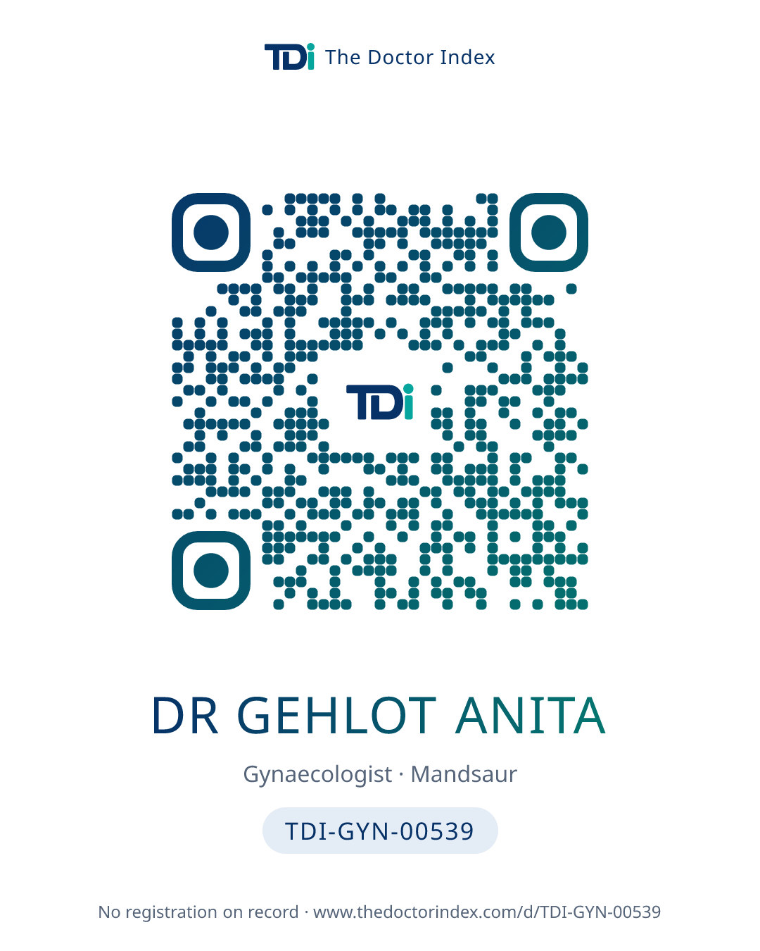 QR card for Dr Gehlot Anita, TDI-GYN-00539