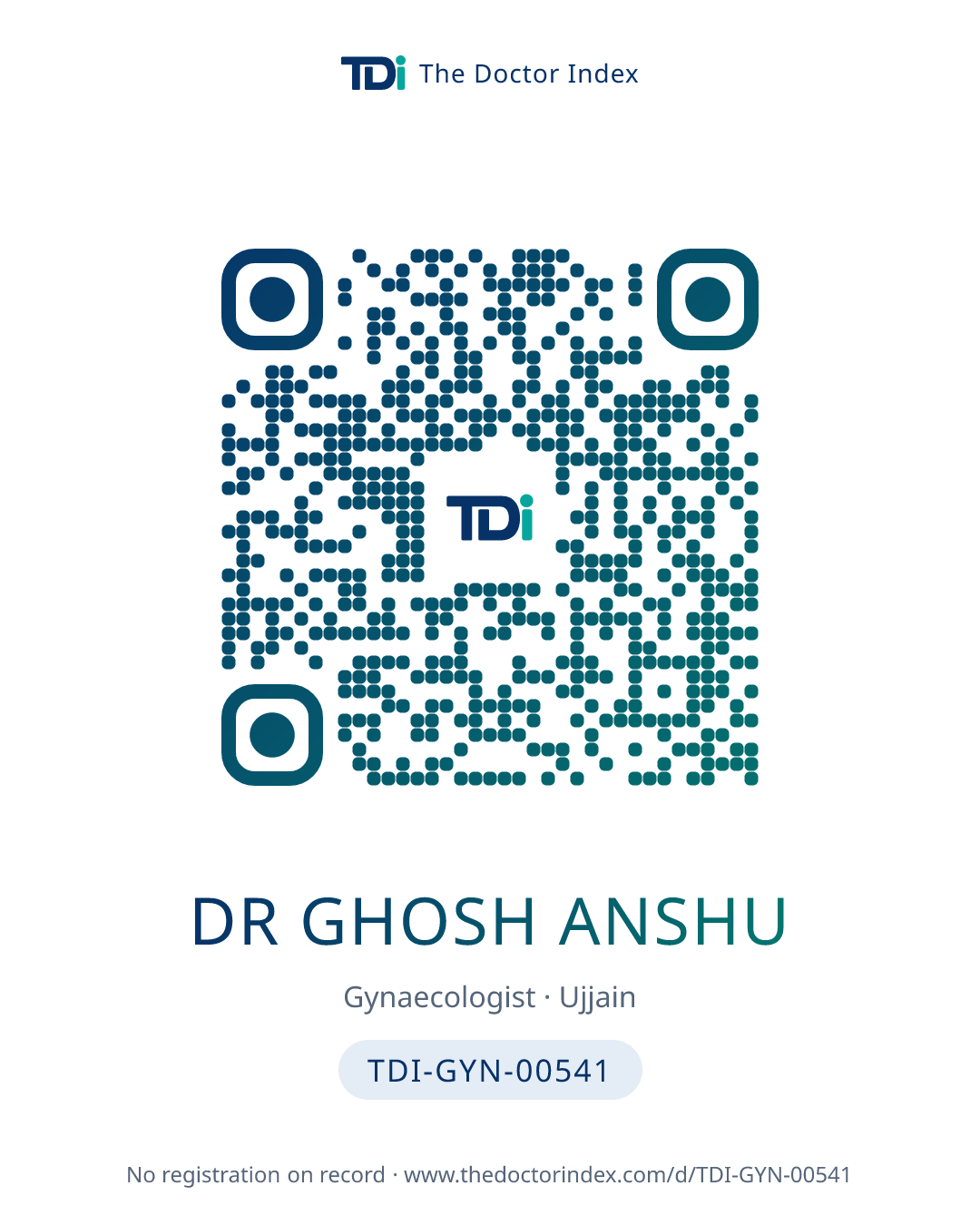 QR card for Dr Ghosh Anshu, TDI-GYN-00541