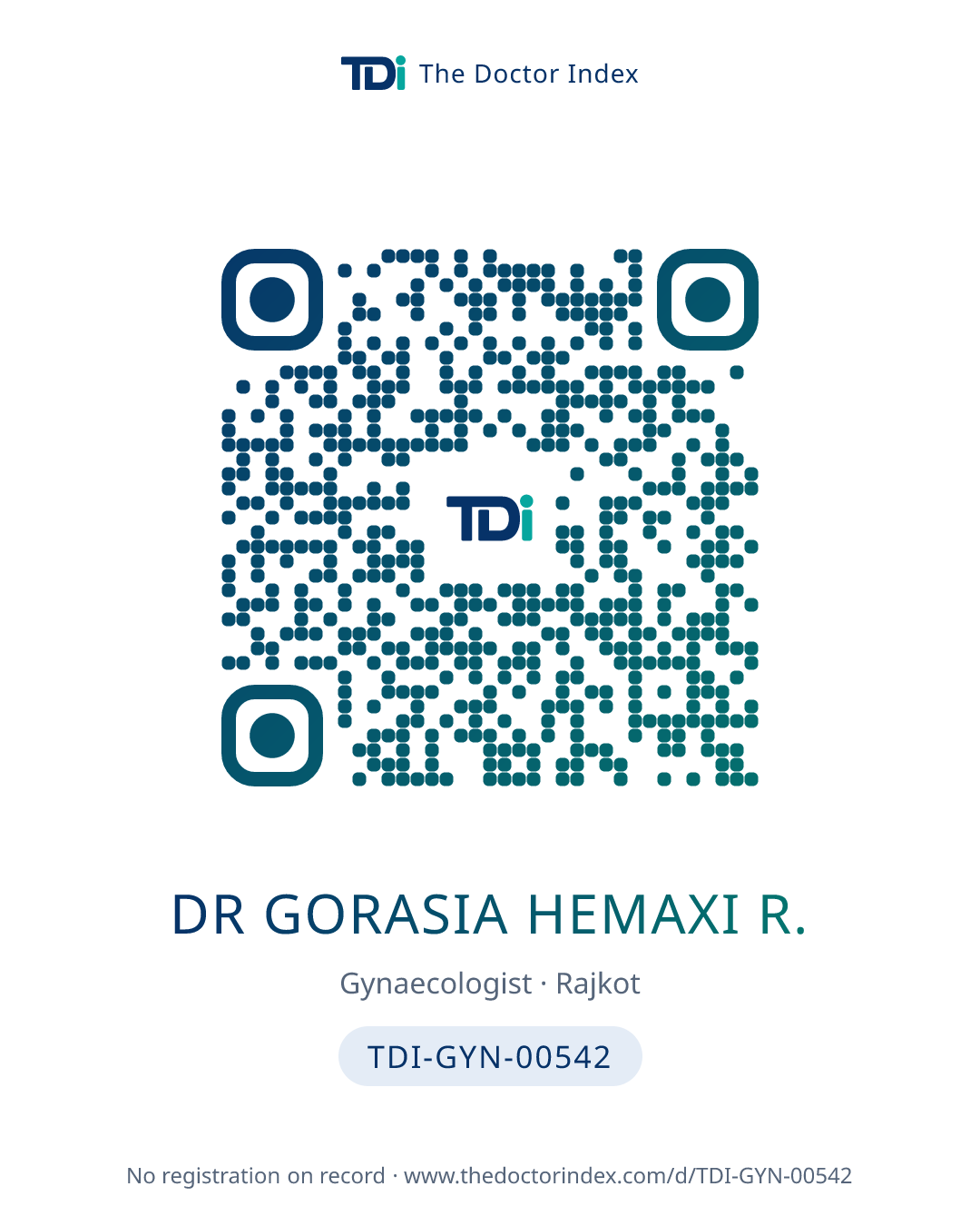 QR card for Dr Gorasia Hemaxi R., TDI-GYN-00542