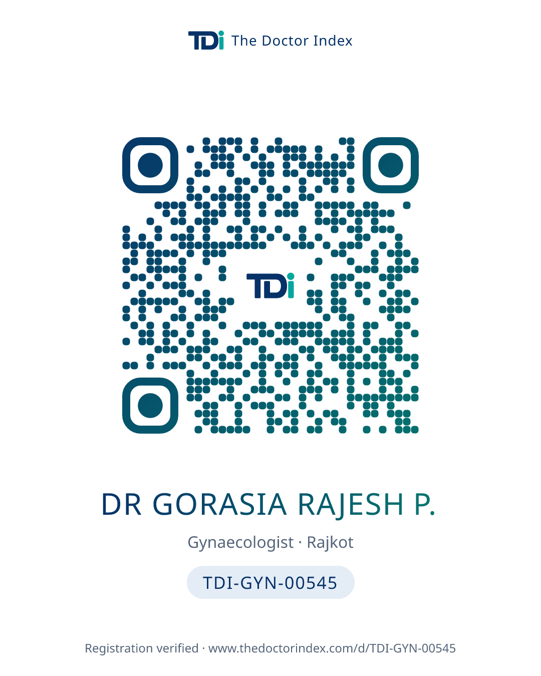 QR card for Dr Gorasia Rajesh P., TDI-GYN-00545