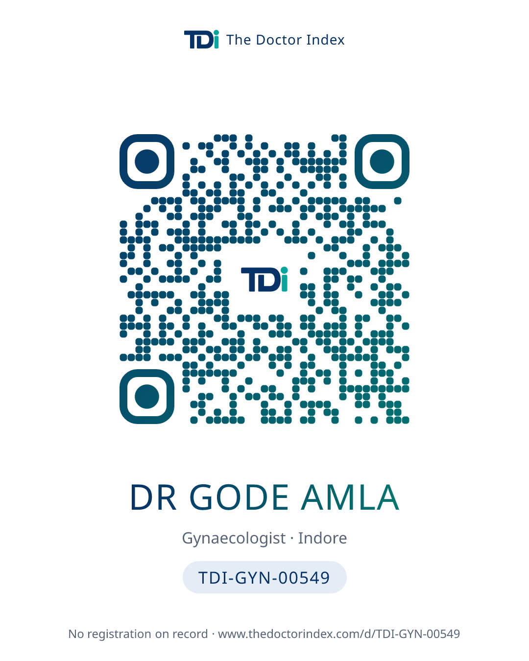 QR card for Dr Gode Amla, TDI-GYN-00549