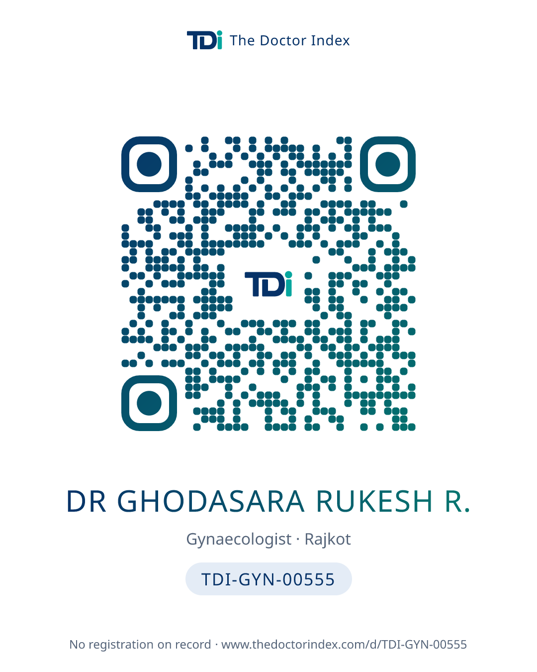 QR card for Dr Ghodasara Rukesh R., TDI-GYN-00555
