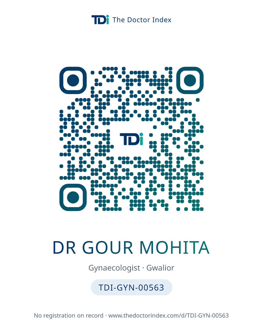QR card for Dr Gour Mohita, TDI-GYN-00563