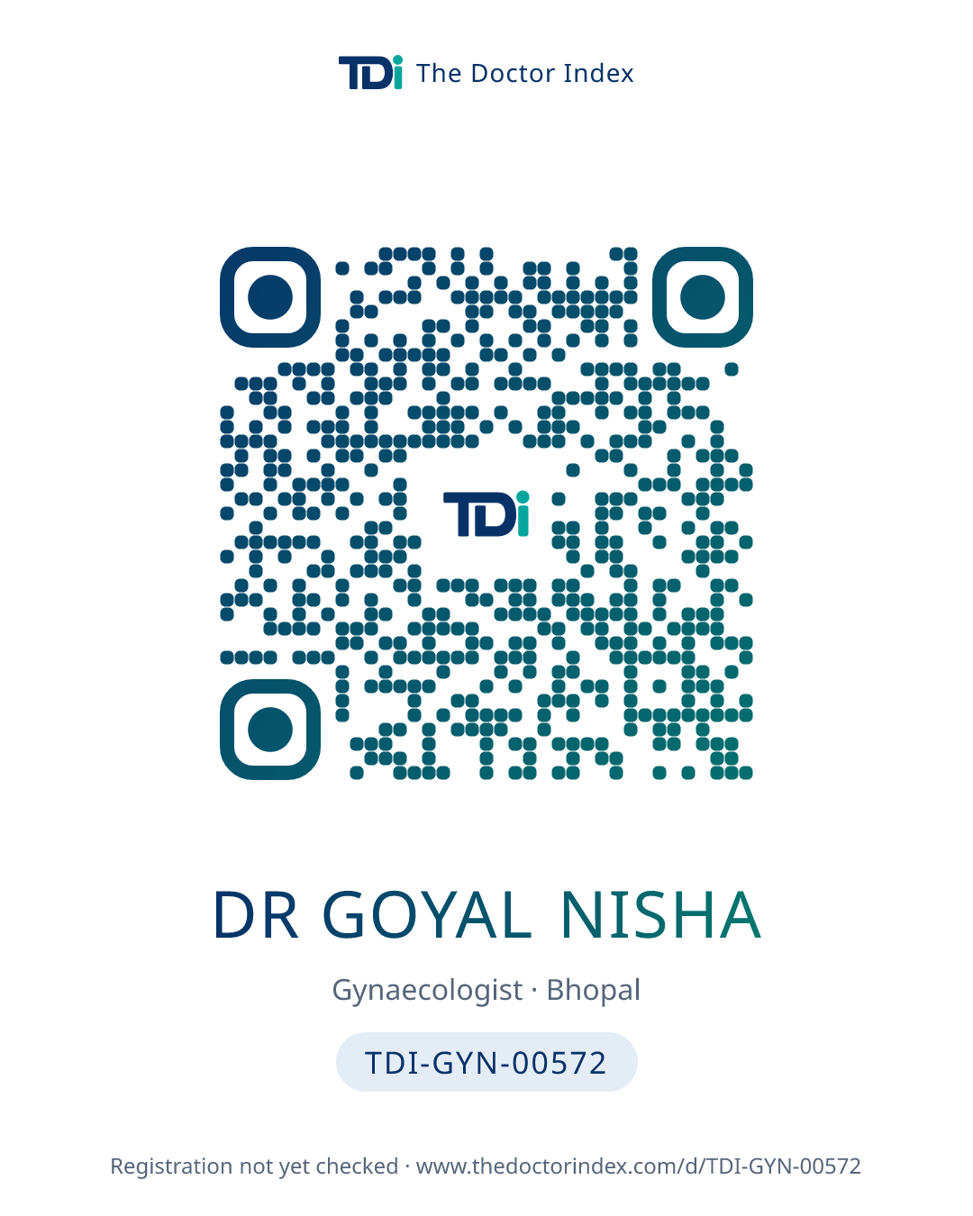 QR card for Dr Goyal Nisha, TDI-GYN-00572