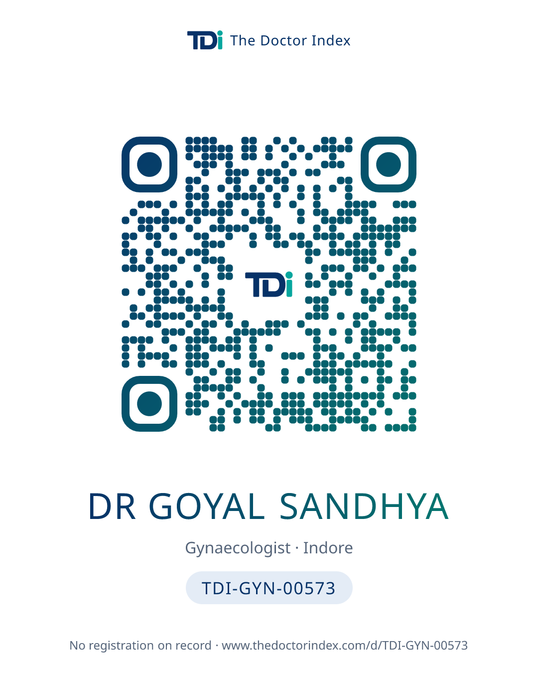 QR card for Dr Goyal Sandhya, TDI-GYN-00573