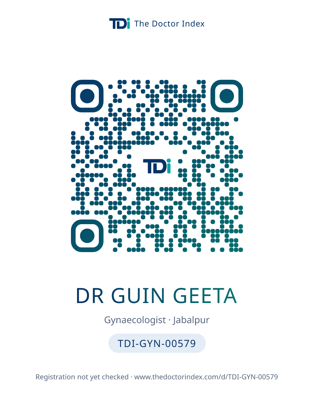 QR card for Dr Guin Geeta, TDI-GYN-00579