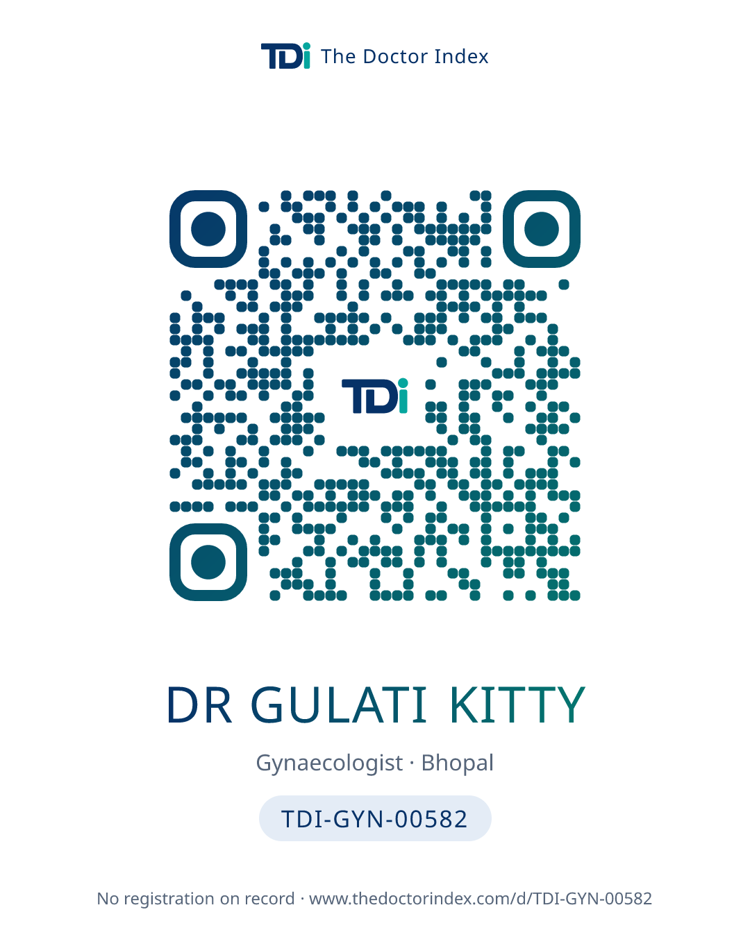 QR card for Dr Gulati Kitty, TDI-GYN-00582