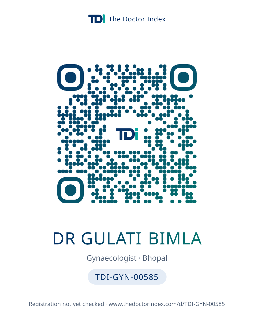 QR card for Dr Gulati Bimla, TDI-GYN-00585