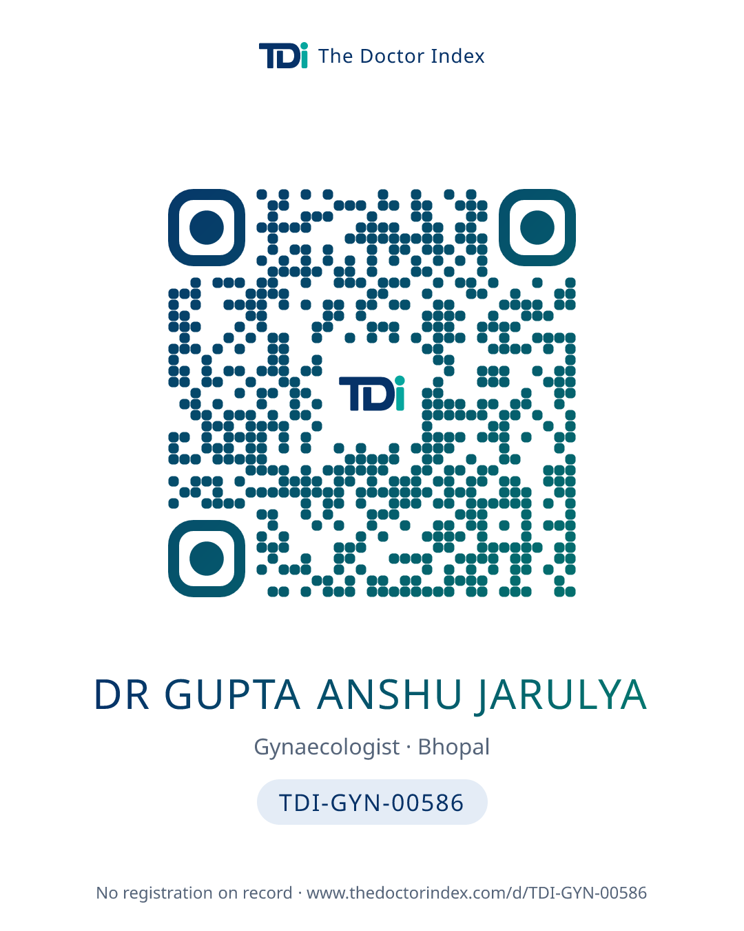QR card for Dr Gupta Anshu Jarulya, TDI-GYN-00586
