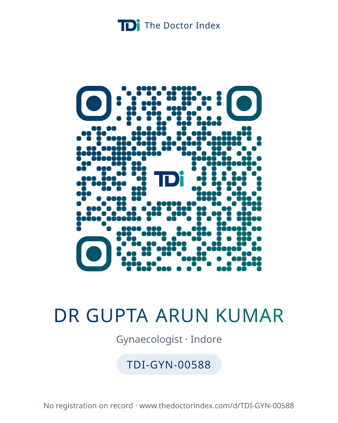 QR card for Dr Gupta Arun Kumar, TDI-GYN-00588