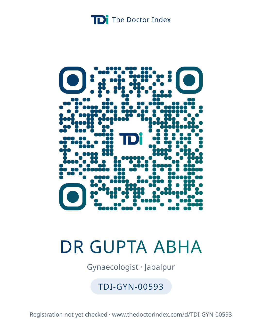 QR card for Dr Gupta Abha, TDI-GYN-00593