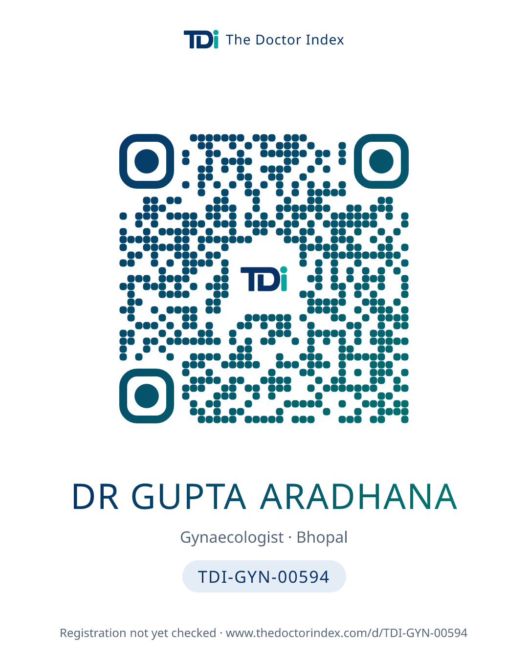 QR card for Dr Gupta Aradhana, TDI-GYN-00594