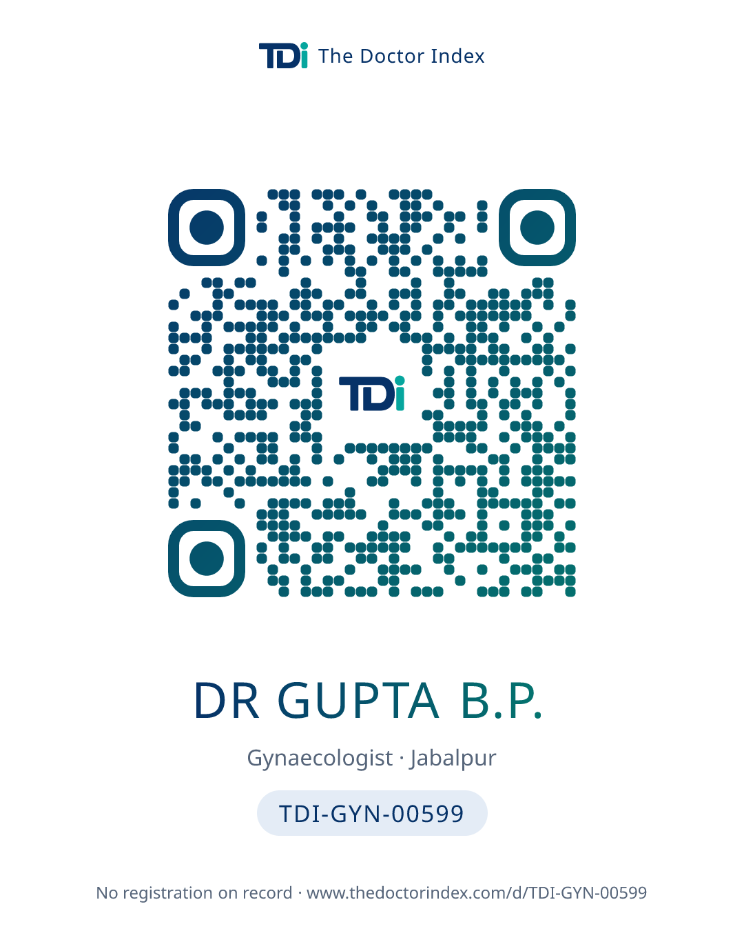 QR card for Dr Gupta B.P., TDI-GYN-00599