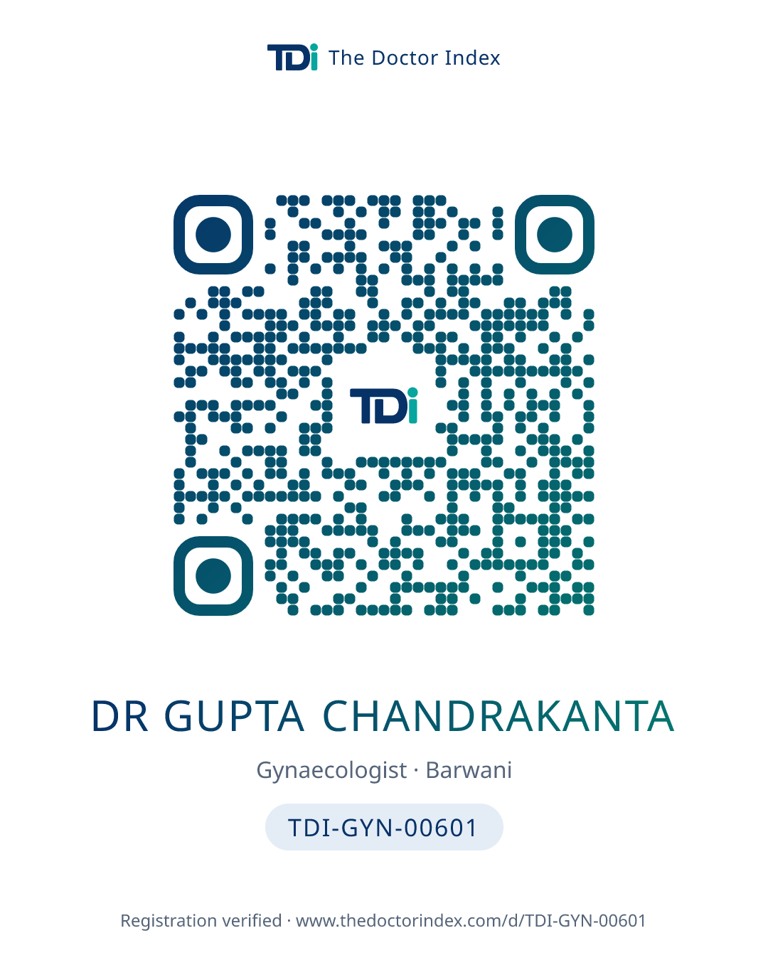 QR card for Dr Gupta Chandrakanta, TDI-GYN-00601