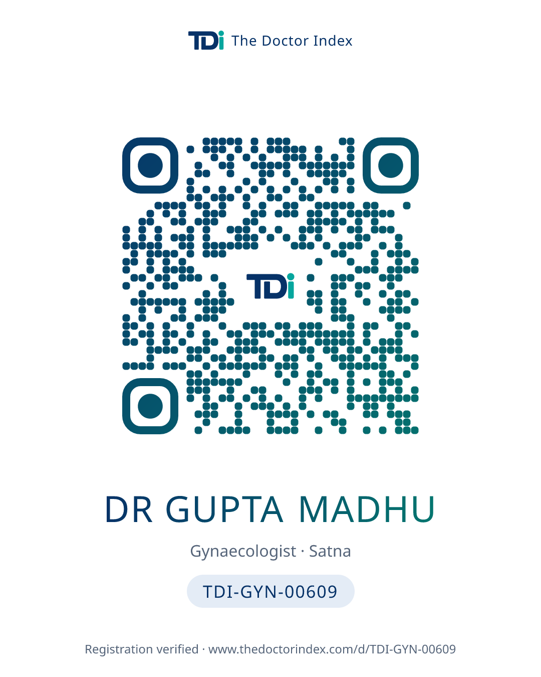 QR card for Dr Gupta Madhu, TDI-GYN-00609