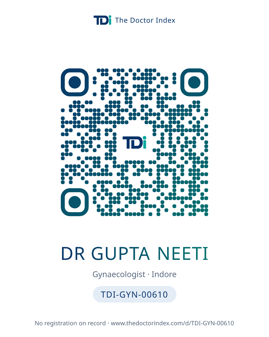 QR card for Dr Gupta Neeti, TDI-GYN-00610