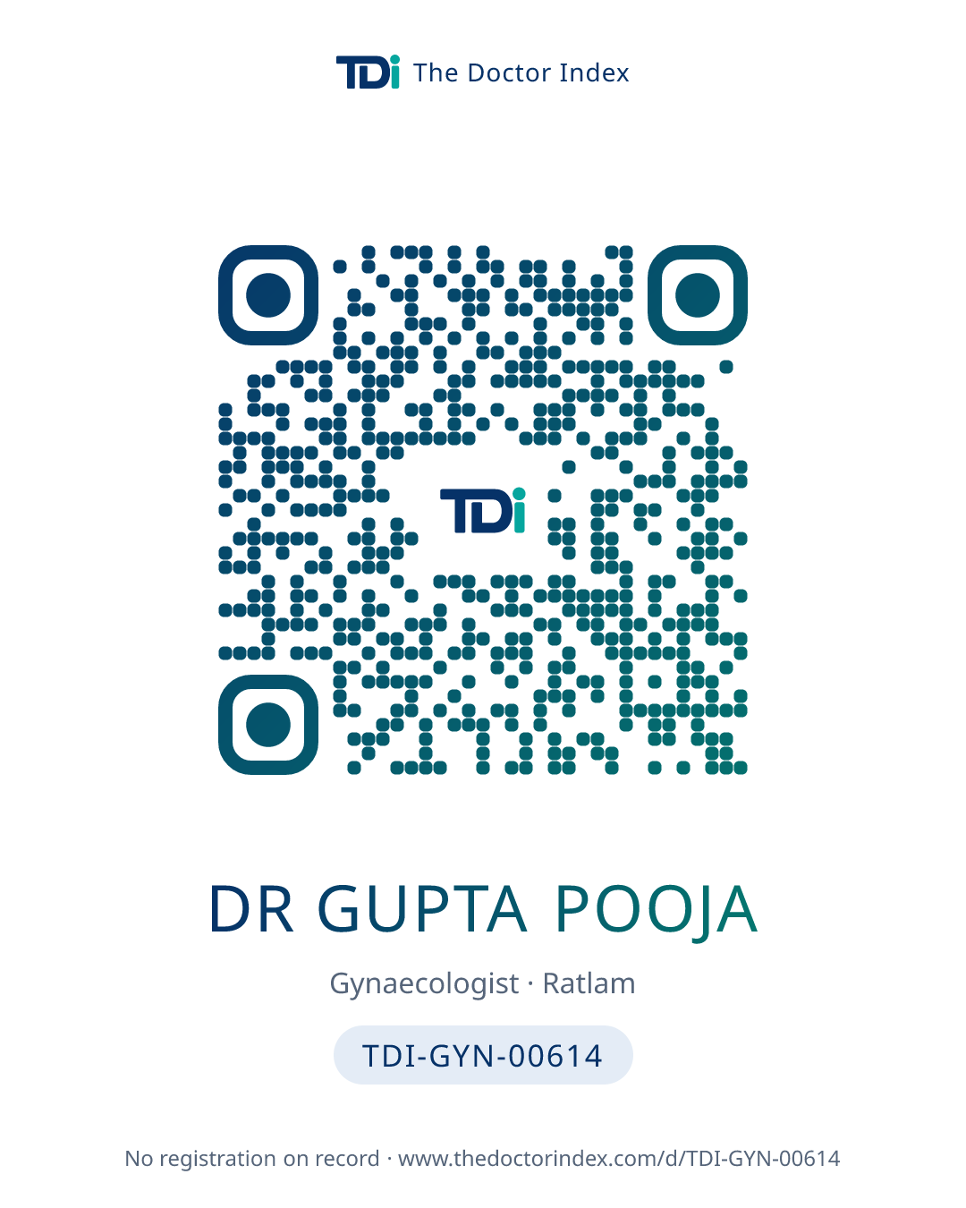 QR card for Dr Gupta Pooja, TDI-GYN-00614