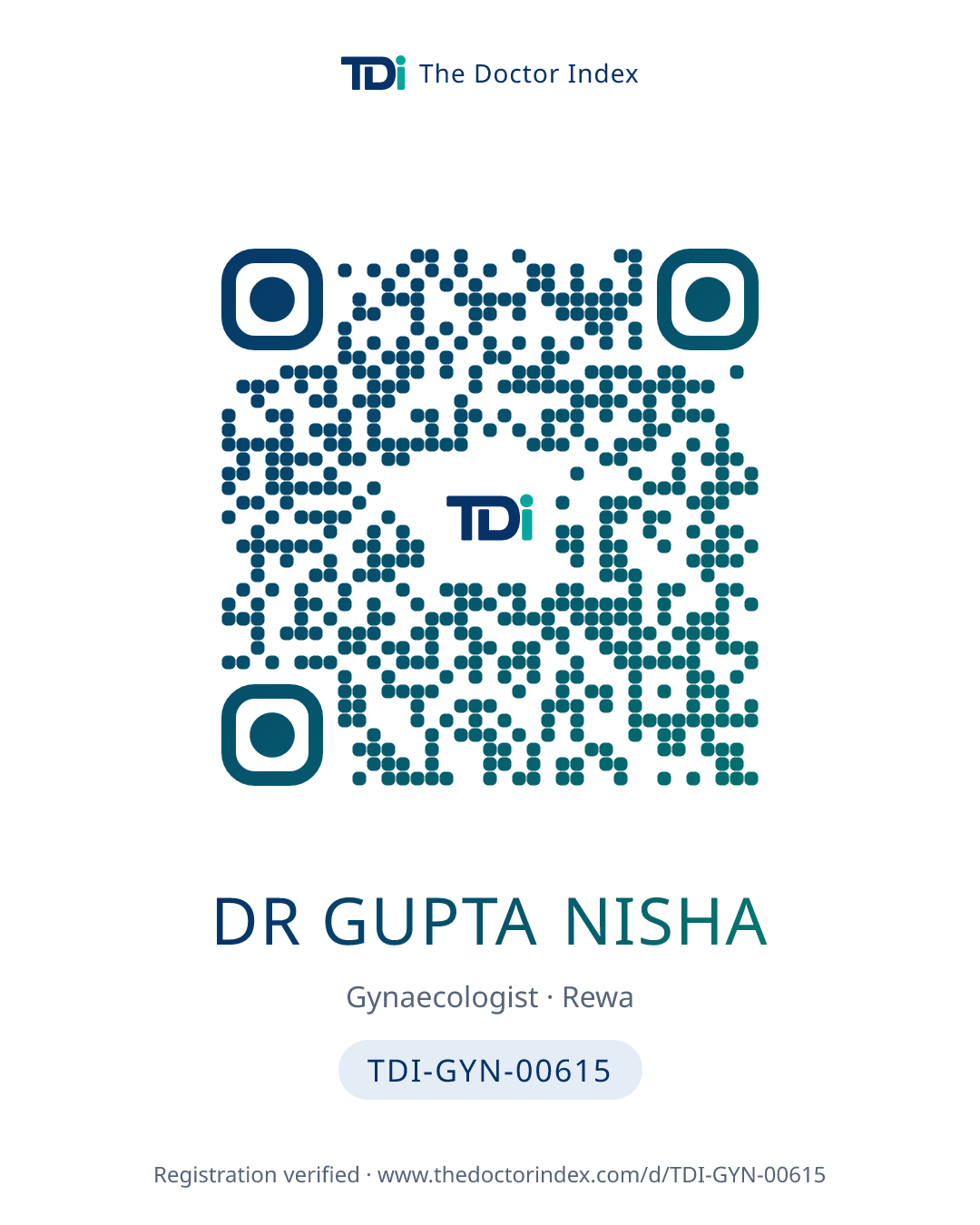 QR card for Dr Gupta Nisha, TDI-GYN-00615