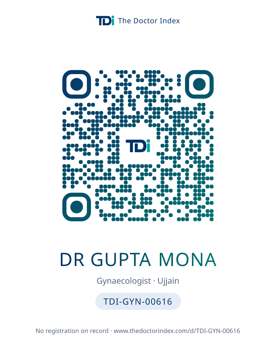 QR card for Dr Gupta Mona, TDI-GYN-00616