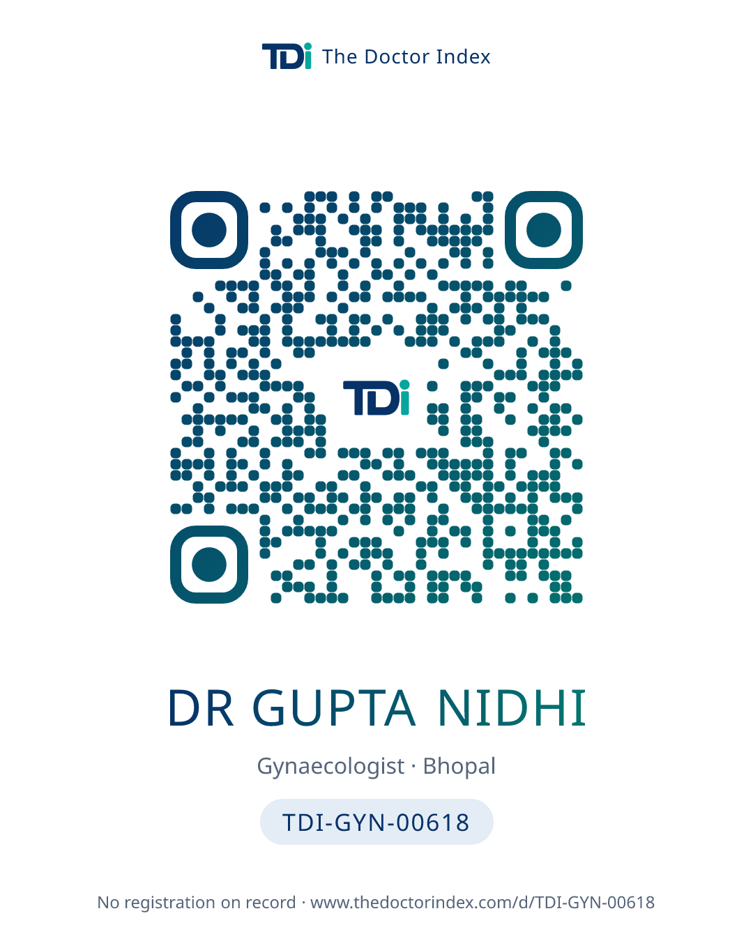 QR card for Dr Gupta Nidhi, TDI-GYN-00618