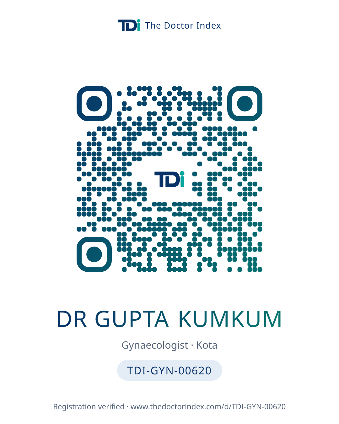 QR card for Dr Gupta Kumkum, TDI-GYN-00620