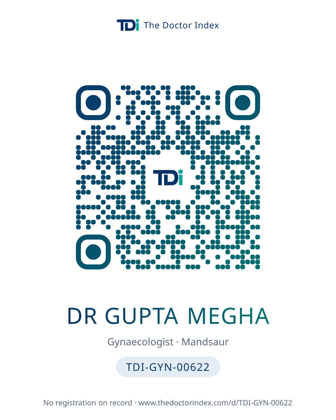 QR card for Dr Gupta Megha, TDI-GYN-00622