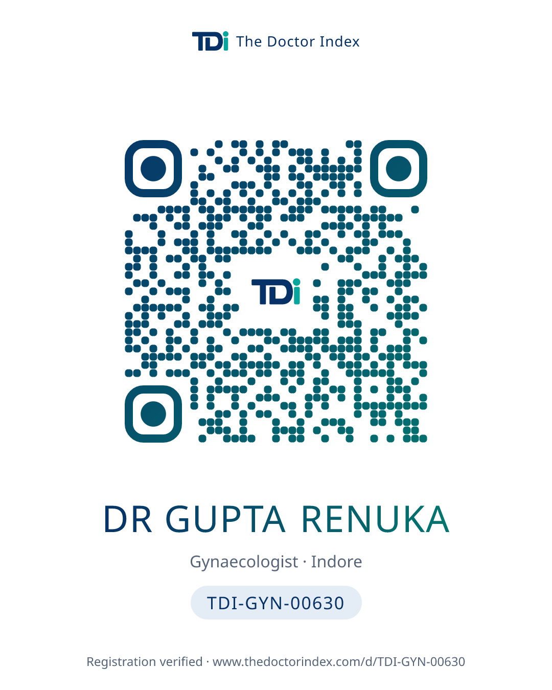 QR card for Dr Gupta Renuka, TDI-GYN-00630