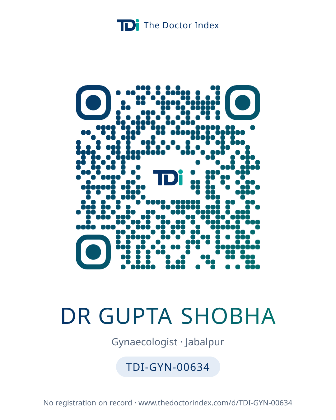 QR card for Dr Gupta Shobha, TDI-GYN-00634