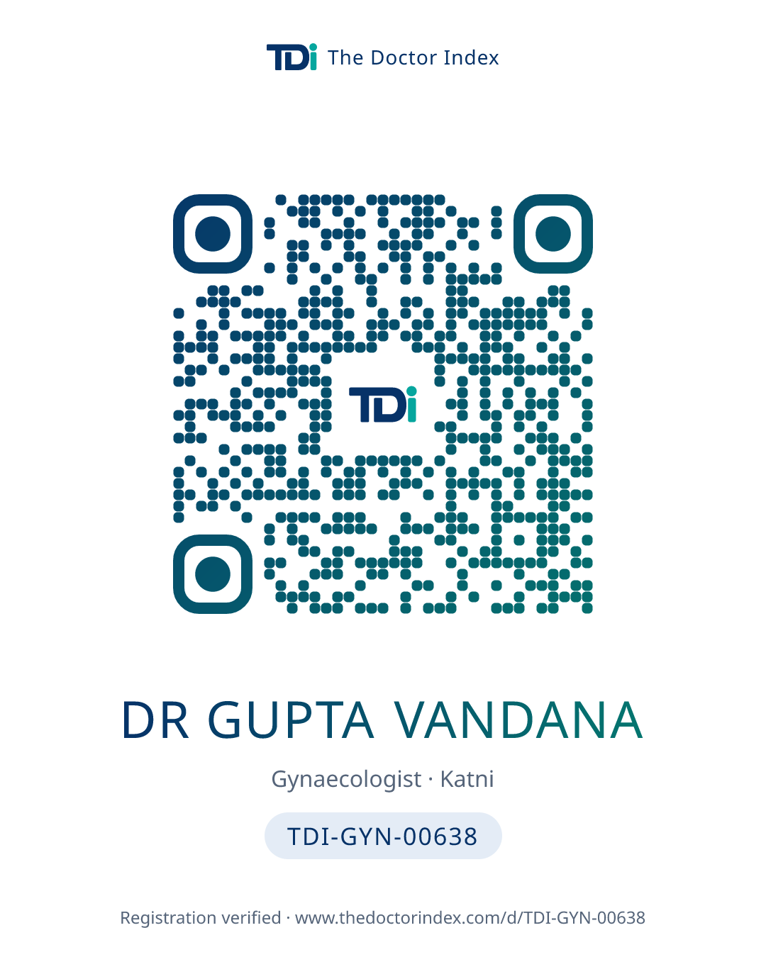 QR card for Dr Gupta Vandana, TDI-GYN-00638