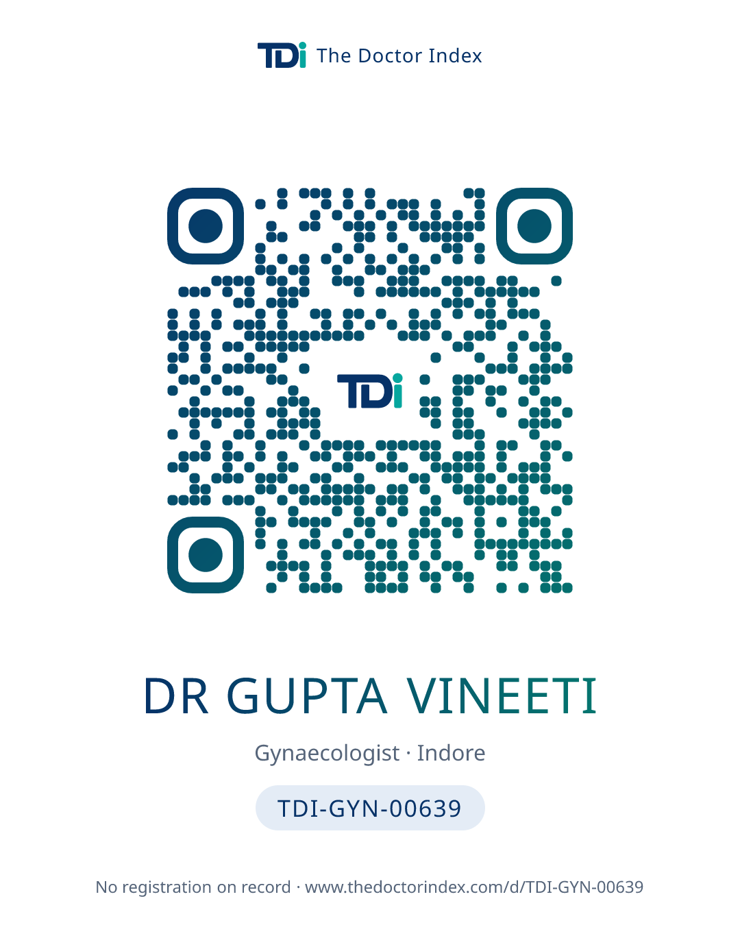QR card for Dr Gupta Vineeti, TDI-GYN-00639
