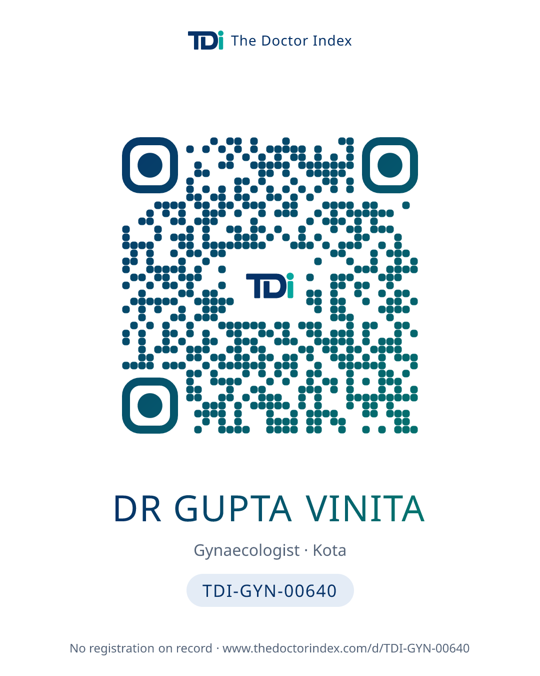 QR card for Dr Gupta Vinita, TDI-GYN-00640