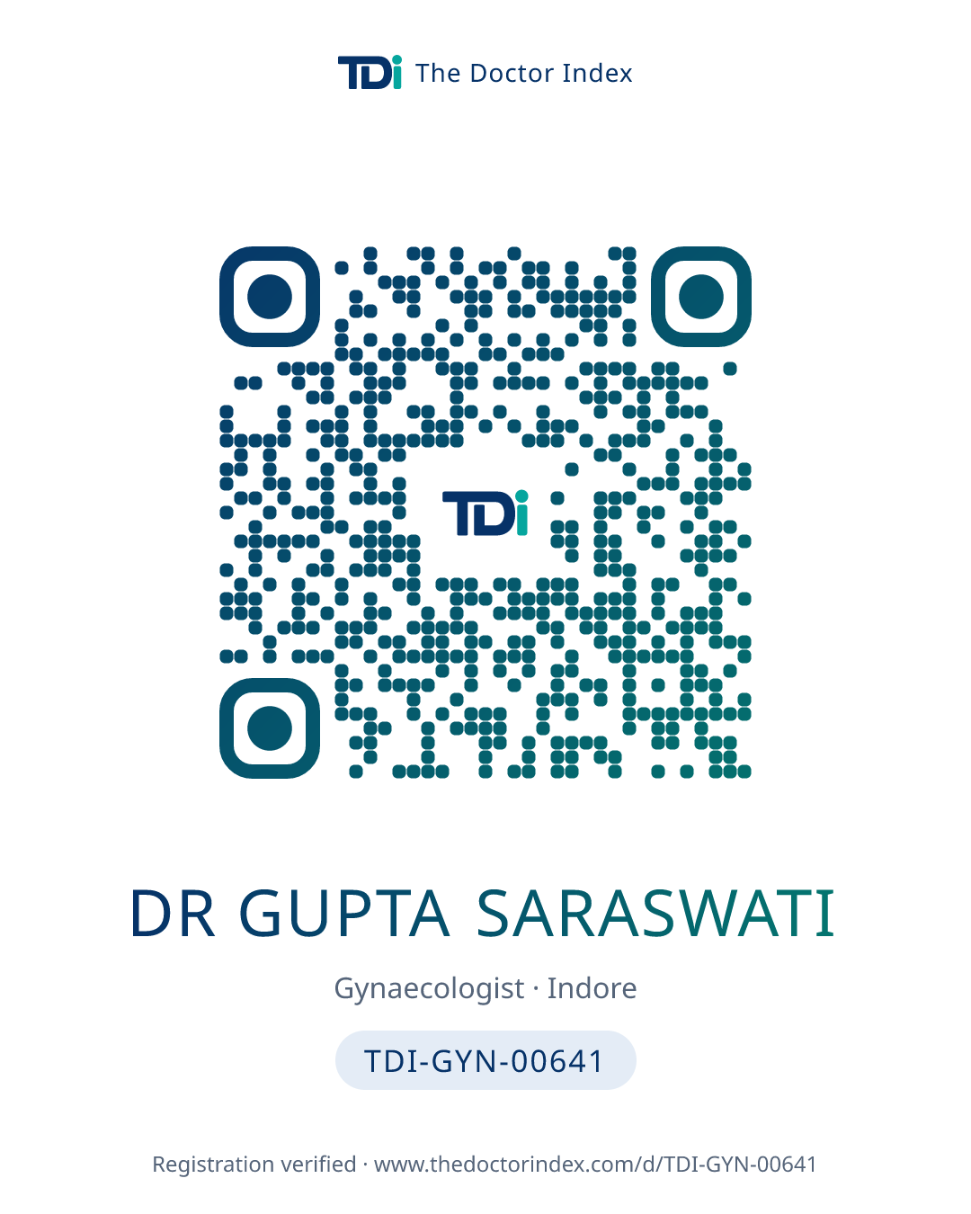 QR card for Dr Gupta Saraswati, TDI-GYN-00641