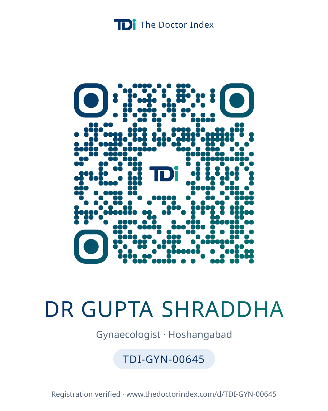 QR card for Dr Gupta Shraddha, TDI-GYN-00645