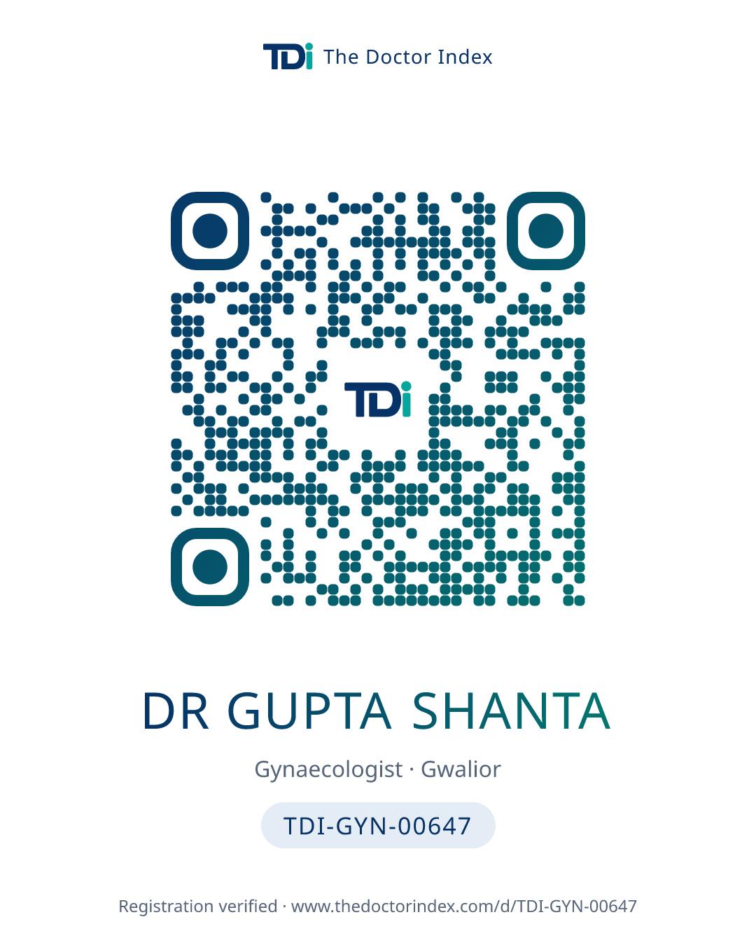 QR card for Dr Gupta Shanta, TDI-GYN-00647