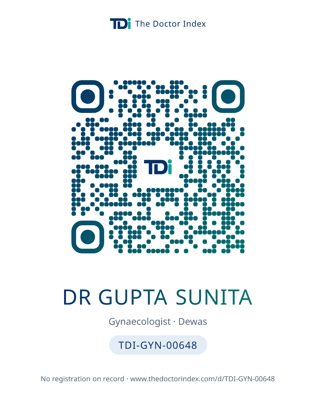 QR card for Dr Gupta Sunita, TDI-GYN-00648