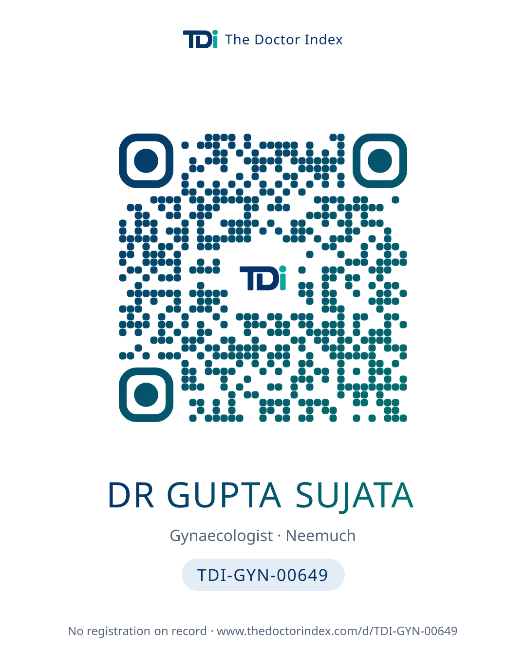 QR card for Dr Gupta Sujata, TDI-GYN-00649