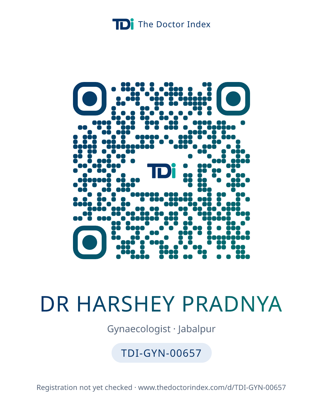 QR card for Dr Harshey Pradnya, TDI-GYN-00657