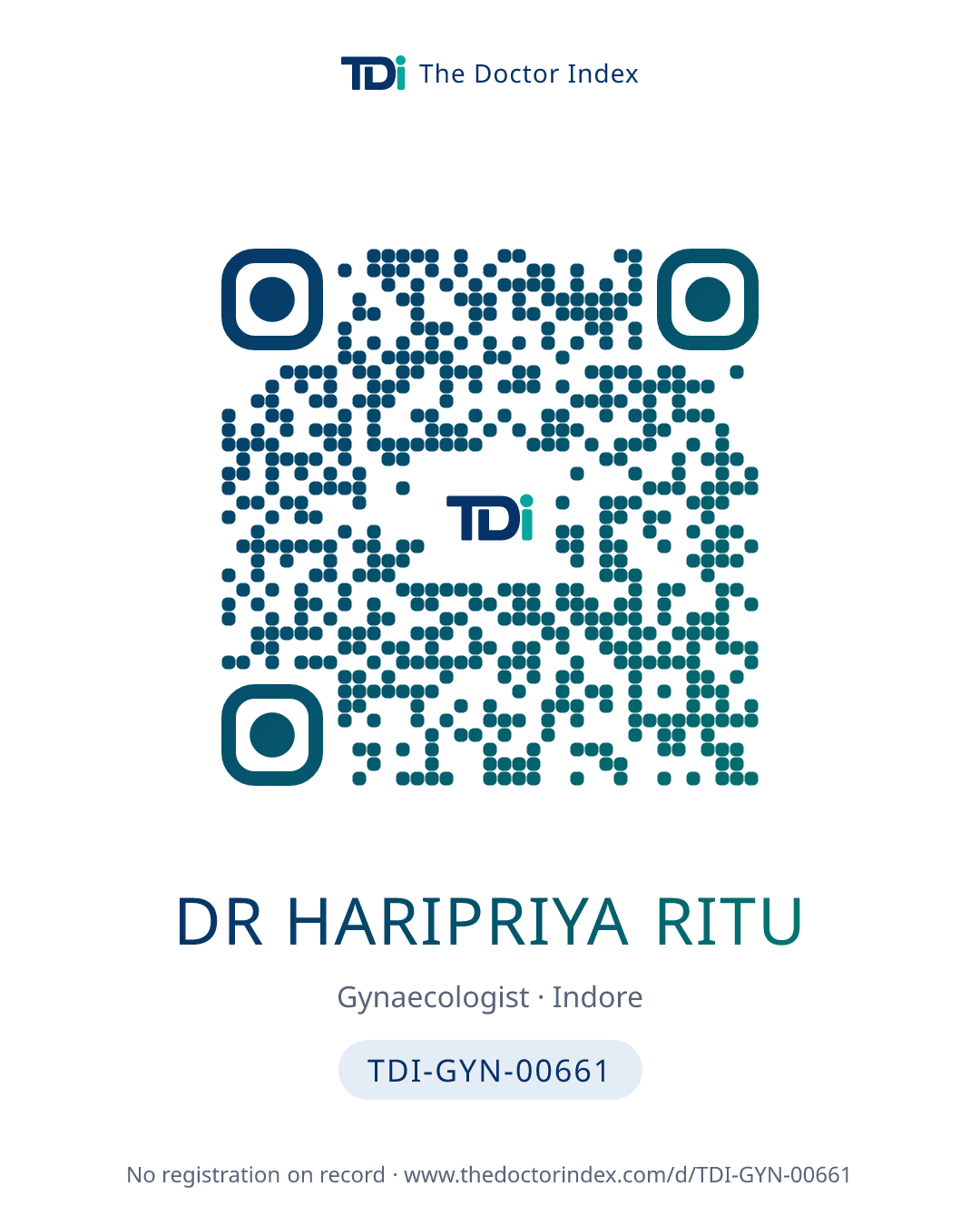 QR card for Dr Haripriya Ritu, TDI-GYN-00661