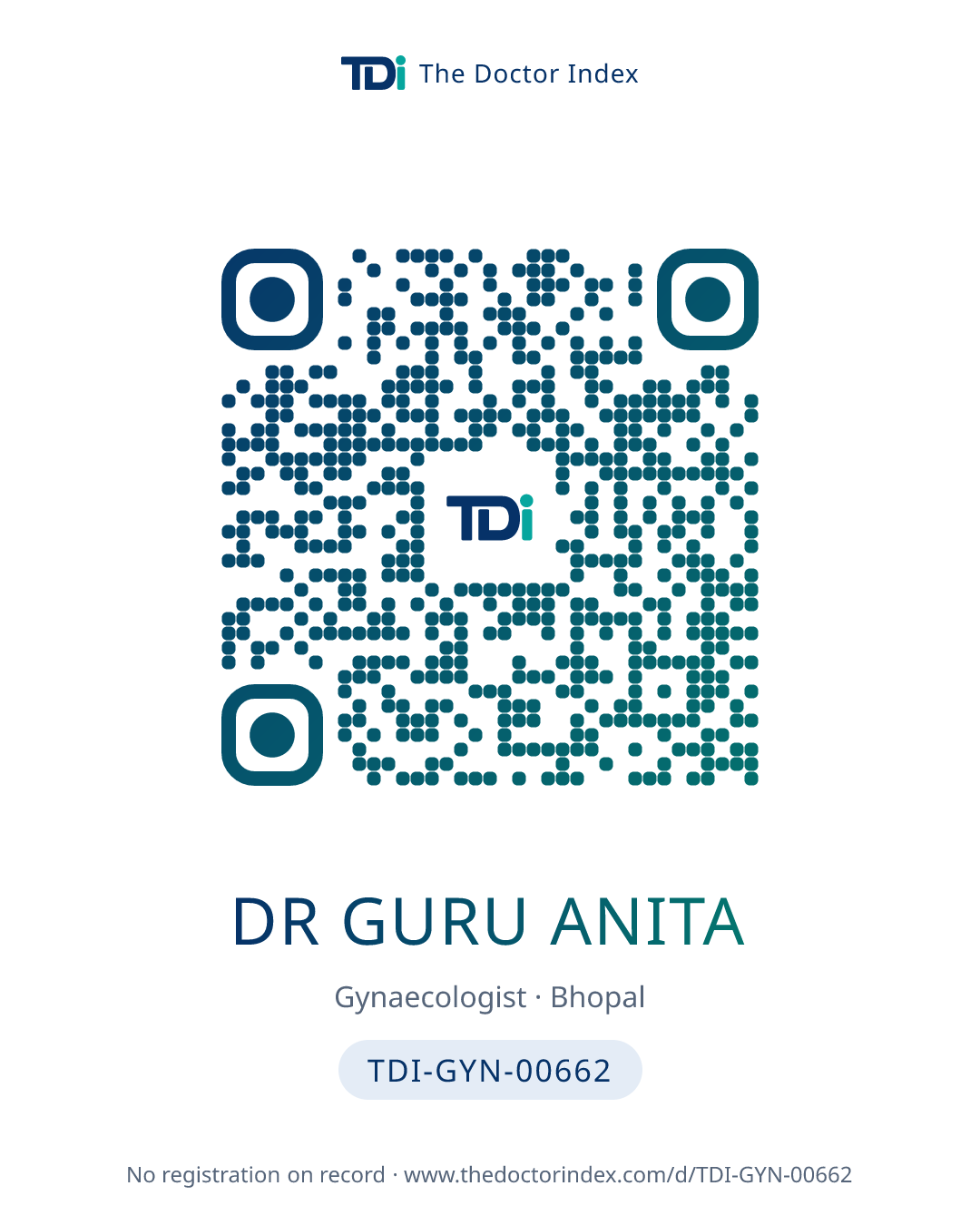 QR card for Dr Guru Anita, TDI-GYN-00662