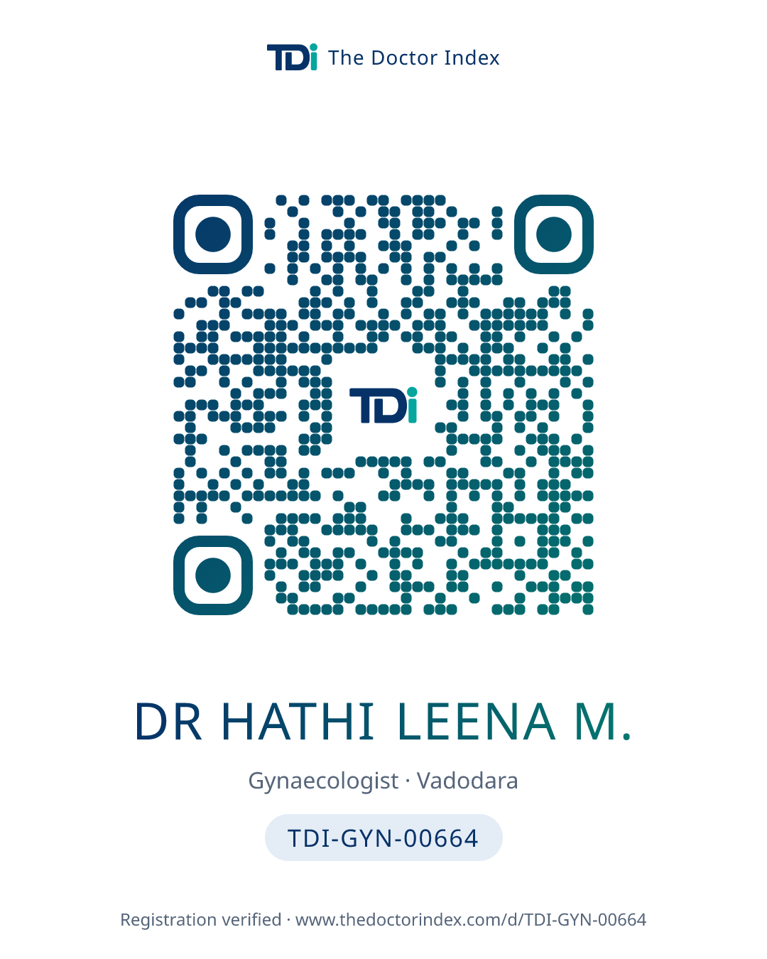 QR card for Dr Hathi Leena M., TDI-GYN-00664