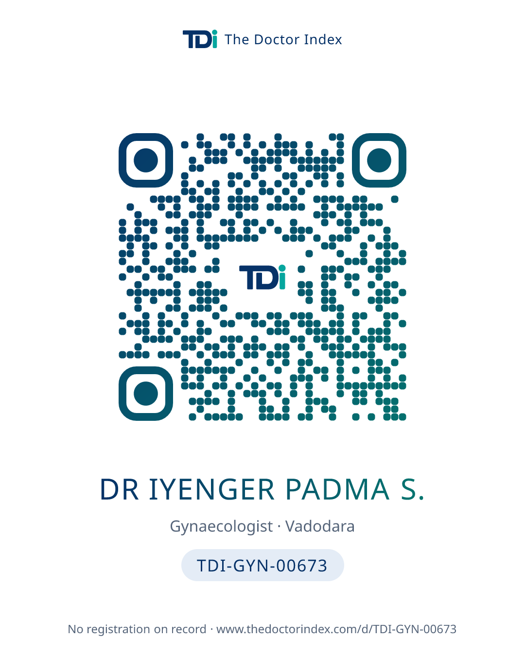QR card for Dr Iyenger Padma S., TDI-GYN-00673