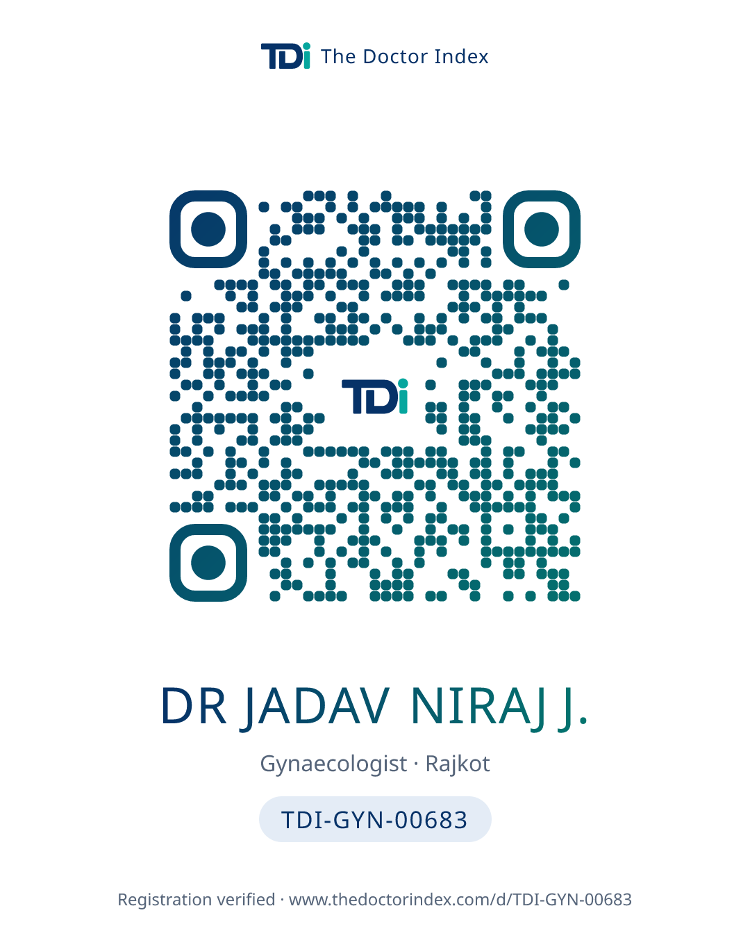 QR card for Dr Jadav Niraj J., TDI-GYN-00683