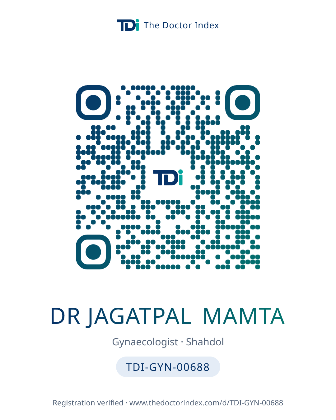 QR card for Dr Jagatpal Mamta, TDI-GYN-00688